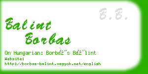 balint borbas business card